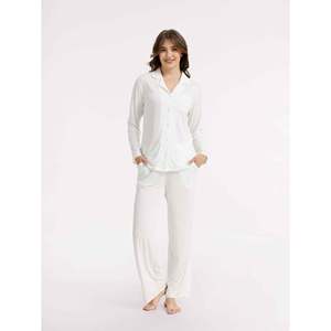 Conjunto de Pijama Personalizado de Bambú con Cuello Acanalado, Estilo Clásico Premium, Talla XS, Tejido Suave, Cintura Elástica con Cordón Ajustable para Primavera, Personalizable - Product Image 2