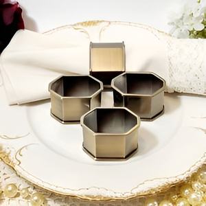 Rond de serviette élégant en acier inoxydable à la mode en laiton poli rond de serviette Top vente produits de décoration de table ronds de serviette en argent - Product Image 1