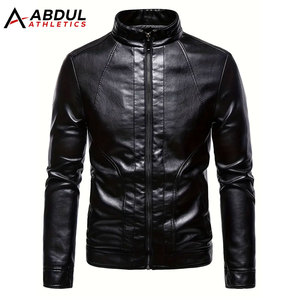 Chaqueta de Cuero para Hombre con Cierre de Cremallera y Cuello Alto para Uso Casual y Urbano, Chaqueta de Invierno para Hombre - Product Image 1