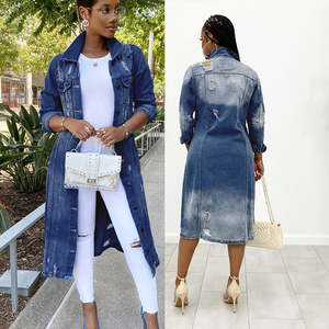 Nueva chaqueta vaquera larga de alta calidad, pantalones vaqueros informales de manga, Chaquetas vaqueras para mujer, pantalones vaqueros para mujer - Product Image 4