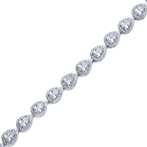 Pulsera de Tenis de Plata de Ley 925 Hecha a Mano al por Mayor, Chapada en Rodio, con Piedras de Circonio Transparente en Forma de Pera - Product Image 3