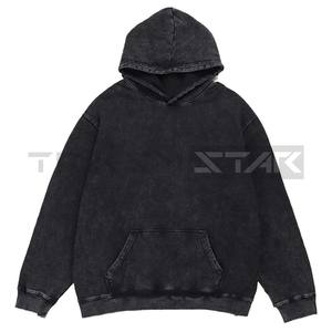 เสื้อสเวตเตอร์มีฮู้ดสำหรับผู้ชายและผู้หญิงเสื้อสเวตเตอร์มีฮู้ดสไตล์ลำลองทรงหลวมพิมพ์ลายไฮสตรีทผ้าฝ้าย100% ดำแบบวินเทจ - Product Image 2