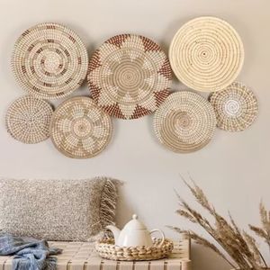 High Quality Bamboo Wooden Intricate Decorative Basket Bohemian Rustic Handicraft Multi-Functional <b>Wall</b> Hanging Organize Home - Product Image 2