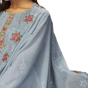 2025 nouvelle haute qualité mode chaude dernière conception 3 pièces robe de soirée costumes pour femmes léger soie Salwar Kameez tenue de soirée - Product Image 6
