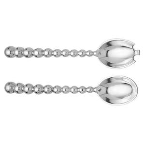 Ensemble de serveurs à salade en acier inoxydable moderne avec des poignées confortables pour un service fluide lors des repas en famille et des fêtes - Product Image 6