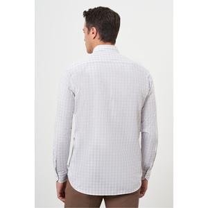 Camicia da uomo con colletto Plaid in cotone marrone chiaro