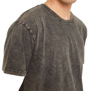 100% coton uni Vintage t-shirt hommes impression personnalisée broderie hommes lavage à l'acide t-shirt Streetwear - Product Image 5