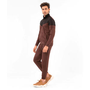 Vente en gros 2024 Arrivages Ensemble de survêtement à fermeture éclair à panneau contrasté marron pour hommes à vendre avec logo personnalisé et design Survêtements pour hommes - Product Image 2