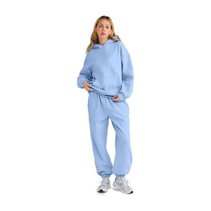 Ensemble de survêtement deux pièces de qualité supérieure avec logo personnalisé, imprimé, fermeture éclair, pantalon de survêtement à jambes larges et haut court à capuche pour femmes - Product Image 3