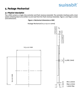 Swissbit M-1700 loạt 4GB pslc chế độ công nghiệp/ô tô eMMC 5.1 bộ nhớ chip BGA 153 bóng gói làm bằng nhựa - Product Image 5