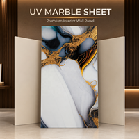 Panneau mural en PVC brillant MORLENX Luxury Black Gold Agate UV Marble Sheet pour la décoration intérieure d'hôtels et de villas