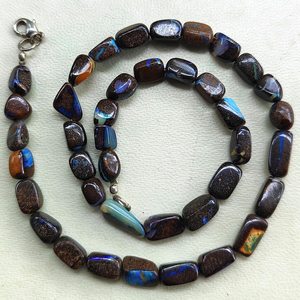 Collier de perles d'opale de feu naturelle, artisanat, tons terre bruts, certifié IGI, style tendance pour l'expression de bijoux traditionnels - Product Image 1