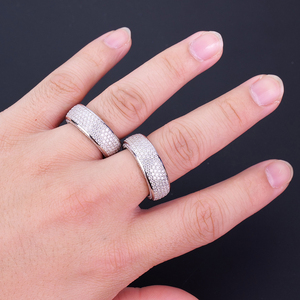 <span class=keywords><strong>Lot</strong></span> Mixte en Gros de Bijoux <span class=keywords><strong>Homme</strong></span> en Argent Sterling 925, <span class=keywords><strong>Bague</strong></span> Éternité Hip Hop Entièrement Sertie de Diamants et Moissanite Glacée - Product Image 2