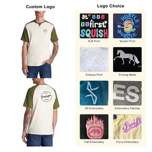 Personalizado de alta calidad nuevo estilo diseño cruzado para hombre cuello redondo 100 _ algodón bloque de color en blanco Patchwork Ringer - Product Image 3