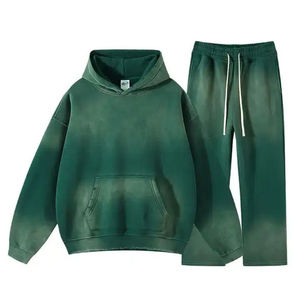 Survêtements pour hommes en molleton uni délavé à l'acide, 100% coton, molleton français 450 g/m², poids lourd, survêtements pour hommes à épaules tombantes - Product Image 5