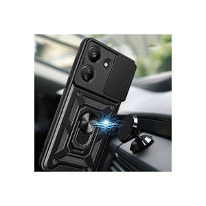 Coque en silicone bleue Netzy Poco C65 avec support magnétique, protection de l'appareil photo et fonction coulissante, modèle 5G, finition givrée - Product Image 5