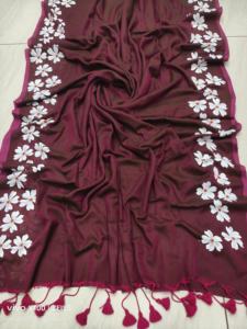 Sari de Algodón Pintado a Mano Exclusivo de MAL, Vestido de Novia Tejido Ligero de Secado Rápido y Ecológico para Niñas y Mujeres con Estampado - Product Image 2