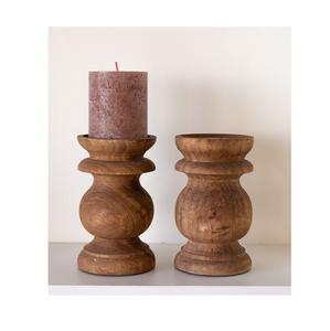 Candelabros de madera decorativos de último diseño para decoración del hogar uso navideño Logotipo de tamaño personalizable pilar de madera de mango de alta calidad - Product Image 1