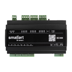 Controlador PLC Industrial Smallart SC300 con Pantalla, 8DI-6DO, Modbus RTU/TCP-IP, BACnet MS/TP, MQTT(s), RS485, Alimentación 24V CA/CC - Product Image 1