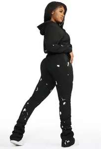 ชุดวอร์มแฟชั่นผู้ชายแบบมีฮู้ด กางเกงขาบานน้ำหนักเบา สั่งผลิตจำนวนมาก คุณภาพสูง รับทำโลโก้ OEM สำหรับฤดูหนาว - Product Image 6