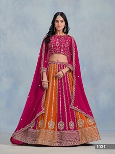Wedding Wear Exclusive Indian Outfit Best <b>Fabric</b> Faux Georgette Lehenga Choli <b>Sequins</b> Thread Embroidery Work For Sale - Product Image 2