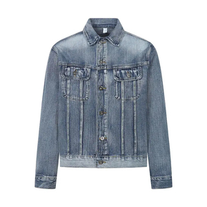 Veste en jean brut pour homme de qualité supérieure, tissu en denim de coton rigide de haute qualité, coupe classique, style minimaliste et épuré, coutures solides - Product Image 5