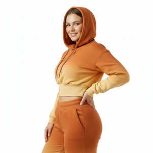 Sudadera con Capucha para Mujer, Estilo Único, Transpirable, 100% Algodón, Fabricación OEM Directa, Impresión de Logotipo Personalizada, Mejor Proveedor, Sudadera Corta para Mujer - Product Image 2