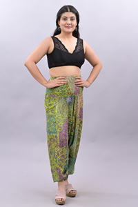 Factory Wholesale Women's Loose Casual Pants Cotton Breathable Thin Printed Pajamas Summer <b>Elastic</b> <b>Waist</b> Wide Leg <b>Trousers</b> - Product Image 3