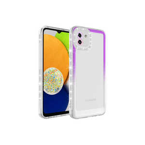 Coque pour Samsung Galaxy A03, design dégradé pailleté, protection de l'objectif, silicone violet/blanc, élégante, compatible INS 14 - Product Image 1