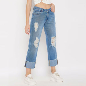 Pantalones vaqueros desgastados para mujer de fabricante pakistaní de calidad superior, pantalones transpirables ligeros de secado rápido para mujer - Product Image 5