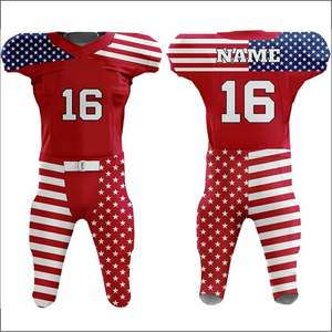 Uniforme de football avec drapeau américain patriotique unisexe personnalisé pour jeunes adultes comprend un pantalon en jersey respirant imprimé en option de taille supérieure - Product Image 2