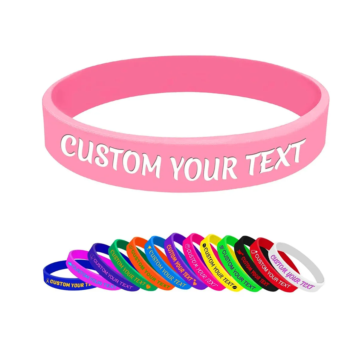 Bulk Custom Print Debossed Embossed Wristbands Custom Silicone Bracelet Silicone bracelet silicone personnalis