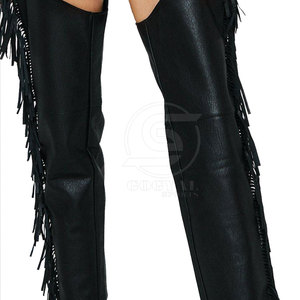 Vente chaude : cuissardes en cuir pour femmes, vêtements de mode automne-hiver, taille mi-haute, cuissardes en cuir en gros pour femmes - Product Image 4