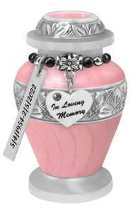 Urne commémorative rose tourbillonnée avec option de gravure de charmes d'amour, comprend un sac de protection, urnes en aluminium pour les cendres humaines - Product Image 6
