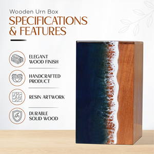 Super Offers Premium Modern <b>Memorial</b> Cremation Urn Rectangle Shape Handmade Wooden & Epoxy Resin Designed for Outdoor Use - Product Image 4