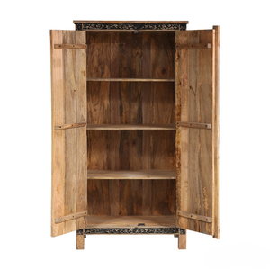 Armario de dormitorio tallado moderno adornado de madera de teca maciza hecho a mano con diseño de almacenamiento para uso en hoteles y hogares - Product Image 2