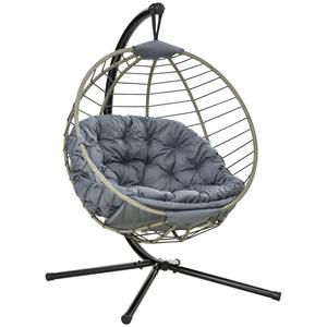 Modern Outdoor Garden Balcony 304 Stainless Steel Double Hanging <b>Basket</b> Leisure Hanging Swing <b>Chair</b> Furniture Patio Metal Stand - Product Image 1
