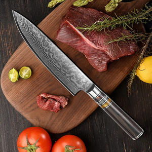 Cuchillo de Chef de acero damasco de alto carbono profesional japonés de fábrica de cubiertos OEM ODM personalizado al por mayor con mango de madera Pakka - Product Image 6