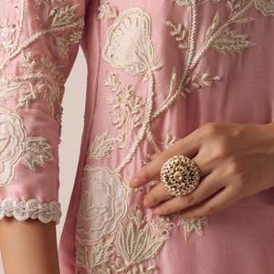 Light <b>Pink</b> Kurta Sharara Set in Chanderi Silk Luxury Bridal Ethnic Festive and <b>Wedding</b> Party Wear Womens Outfit - Product Image 5