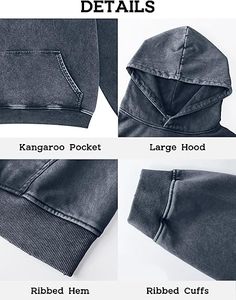 Trending Now Acid Wash Hoodies Oversized Boxy Fit Streetwear Look Jersey ligero y transpirable para boutiques y tiendas - Product Image 4
