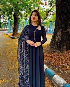 Most Beautiful Latest <strong>Navy</strong> <strong>Blue</strong> Colour <strong>Party</strong> Wear Gown Collection - Product Image 4