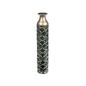 Vase italien luxueux en métal avec conception de torche en métal texturé bouche large colorée parfaite pour la décoration intérieure nordique moderne - Product Image 5