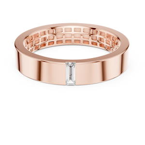 Bague de mariage en or rose, coupe baguette classique de luxe, certifiée IGI, bande plate minimaliste, bijoux de mariée pour femmes - Product Image 4