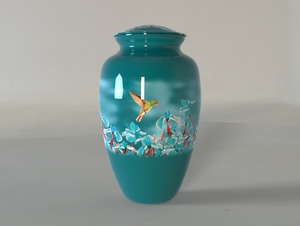 Green Phanton Color Hummingbird Cremation Urn for Human Ashes Including Free <b>Velvet</b> <b>Bag</b> - Product Image 2