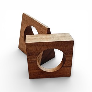 Juego de Anillos para Servilletas de Madera de Mango con Diseño Geométrico Moderno para una Decoración Elegante de Mesa de Comedor, Único - Product Image 1