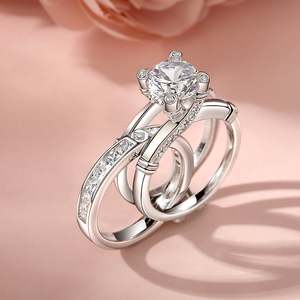 Ensemble de bagues interchangeables en argent sterling Jeulia - Coupe ronde - Occasion mariage - Product Image 4