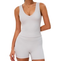 Tank Top Olahraga Warna Solid Lembut Pakaian Fitness Yoga Gym Wanita Tank Top Warna Solid Berwarna Solid  Vest Elastis