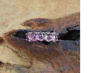 Turmalina Rosa 925 Plata de Ley cinco piedras preciosas naturales anillo de joyería elegante para mujer - Product Image 2