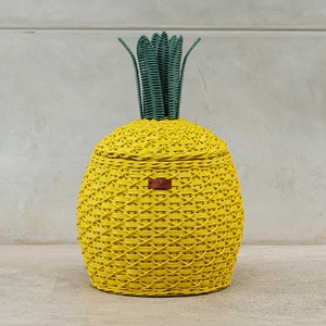 Panier de rangement multifonctionnel et écologique en rotin ananas jaune - Product Image 1