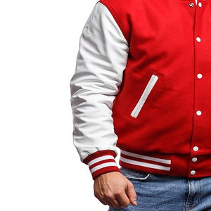 Veste universitaire vintage avec logo personnalisé, manches en cuir de couleur unie et col montant, broderie en chenille pour le printemps - Product Image 5